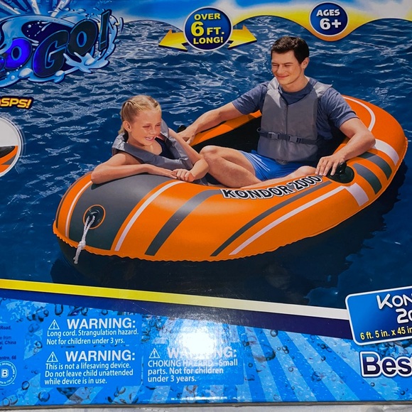 H2O GO! Other - Water Raft Boat Float for Pool Lake Kondor 2000 Orange Black New in Box